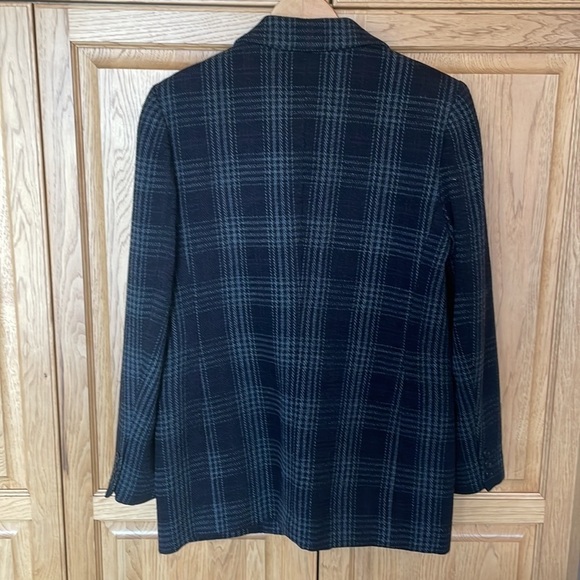Talbots Plaid Button Up Wool Blazer Black/Grey size 10 - Picture 7 of 9